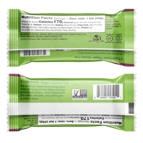 Kuli Kuli Moringa SuperFood Energy Bar, Black Cherry, 1.6 Ounce ...