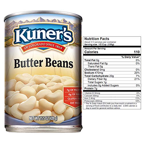 Kuners • Canned Butter Beans 12 Pack, Vegan, Non-Gmo, Natural