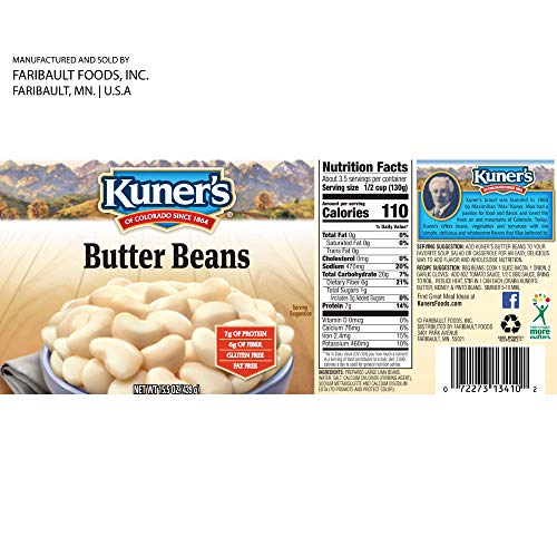 Kuners • Canned Butter Beans 12 Pack, Vegan, Non-Gmo, Natural