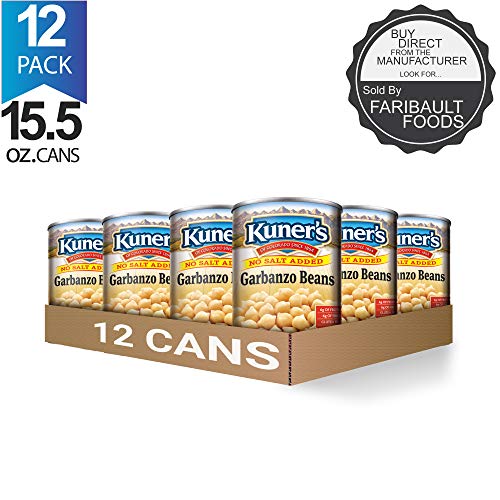 Kuners • Canned Garbanzo Beans, 12 Pack, No Salt Added Chickp