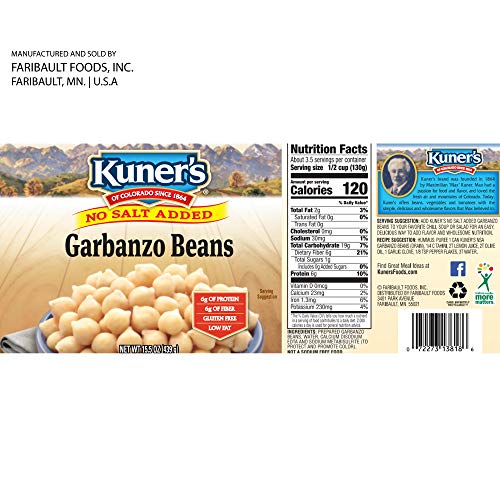 Kuners • Canned Garbanzo Beans, 12 Pack, No Salt Added Chickp