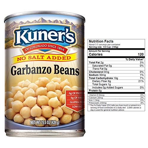 Kuners • Canned Garbanzo Beans, 12 Pack, No Salt Added Chickp
