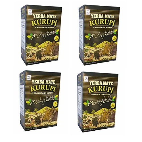 Kurupi Mint Boldo Yerba Mate 500 G 1.1 Lbs 4 Pack