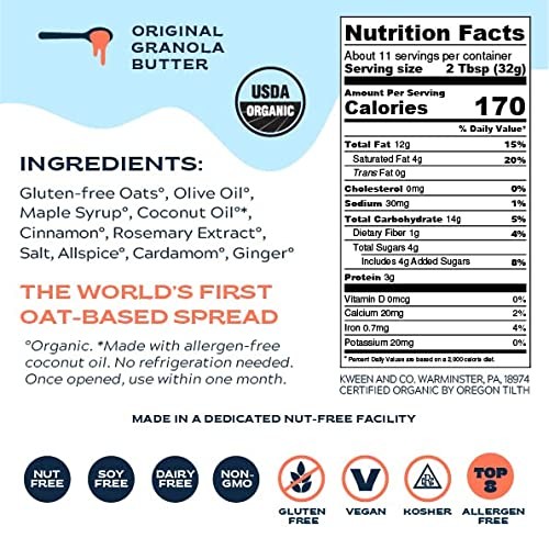 Oat Haus Organic Original Granola Butter | Peanut-free, Almond ...