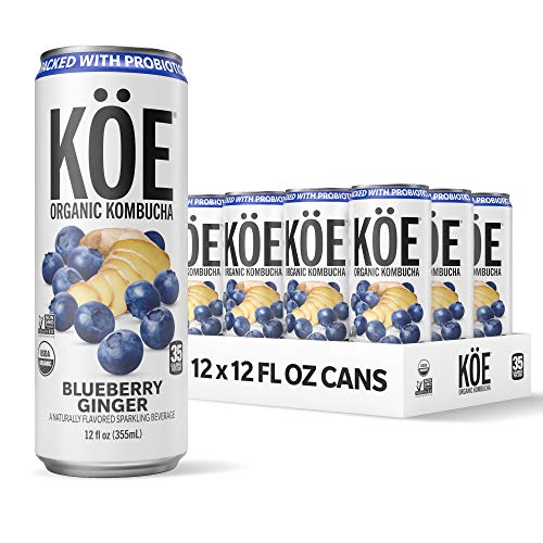 Köe Organic Kombucha Cans, Blueberry Ginger, 12 Ounces, Pack Of 12