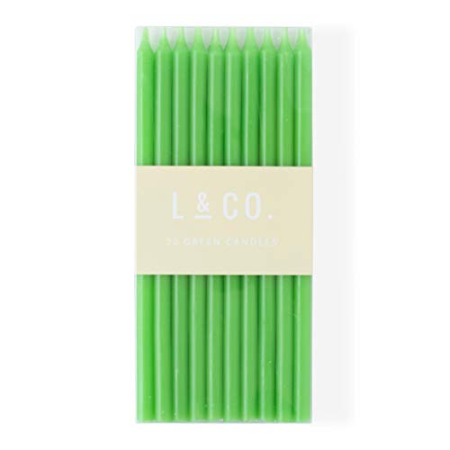 L&Amp;Co 20 Count Tall Skinny Green Birthday Cake Candles For Birthd