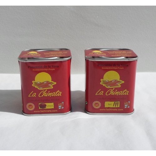 La Chinata Smoked Paprika, 1 Sweet, 1 Hot 70Gr Each 2 Tins Glu