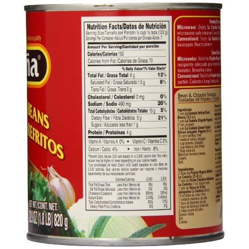 La Costena Refried Black Beans, 28.9 Ounce Pack Of 12