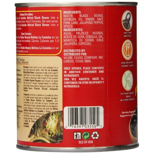 La Costena Refried Black Beans, 28.9 Ounce Pack Of 12