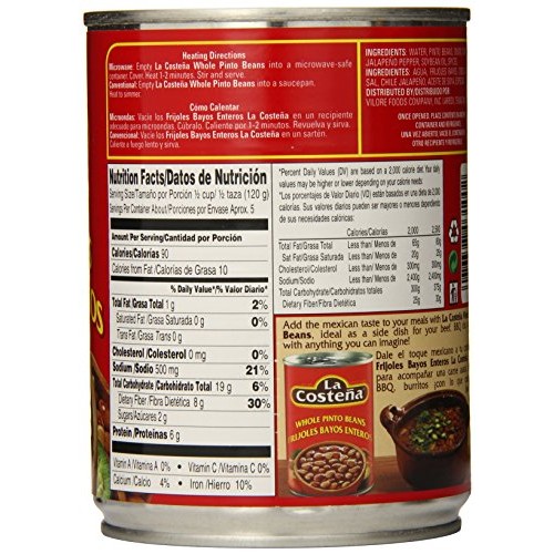 La Costena Whole Pinto Beans, 1.40Lbpack Of 12