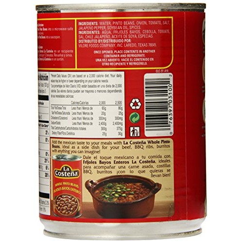 La Costena Whole Pinto Beans, 1.40Lbpack Of 12