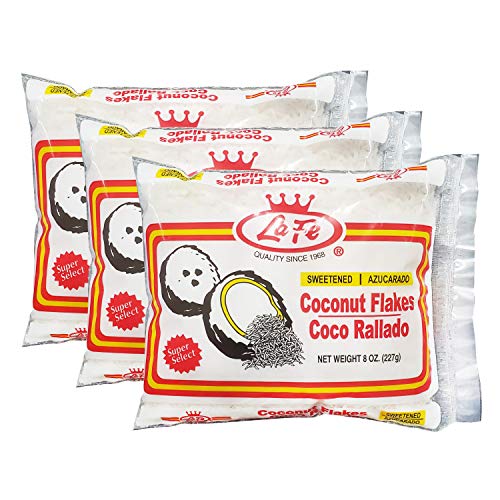 La Fe Azucarado Coco Rallado - Sweetened Coconut Flakes 3 Pack,