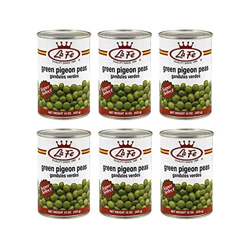 La Fe Green Pigeon Peas 6 Pack, Total Of 90Oz