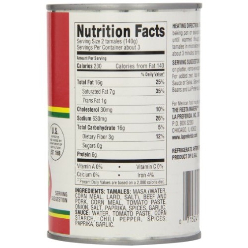 La Preferida Tamales Beef &Amp; Pork, 15-Ounces Pack Of12