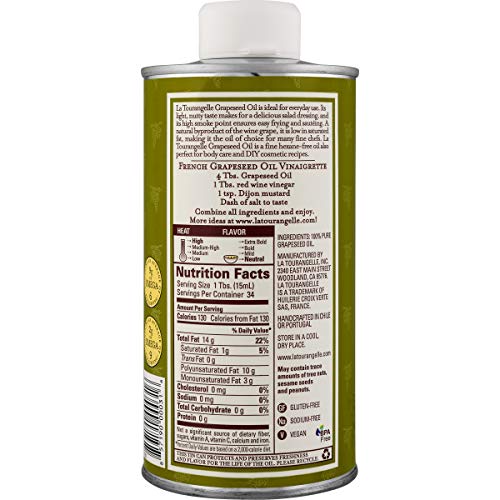 La Tourangelle Grapeseed Oil 16.9 Fl Oz, All-Natural, Artisanal,