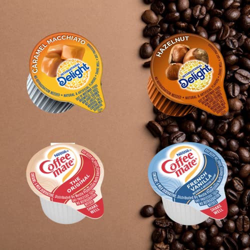 96 Count Single Serve Coffee Cream Creamer, 4 Flavor Varieties,