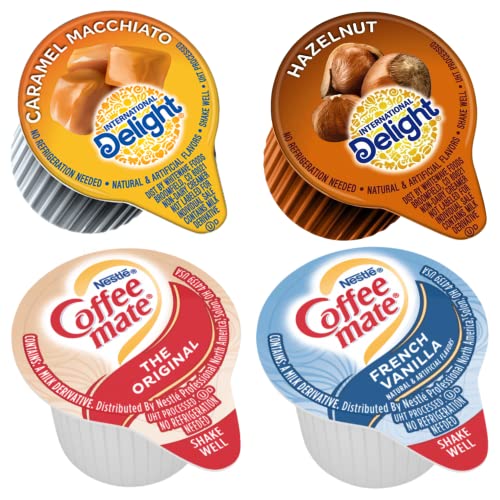 96 Count Single Serve Coffee Cream Creamer, 4 Flavor Varieties,