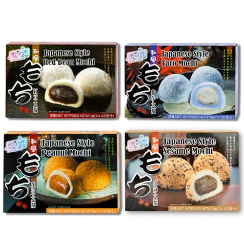Japanese Rice Cake Mochi Daifuku – 4 Variety Pack of Red Bean, S...