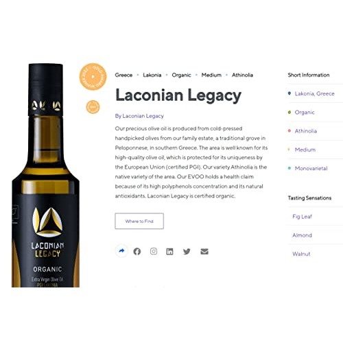 Laconian Legacy Family Estate Extra Virgin Greek Olive Oil 2019