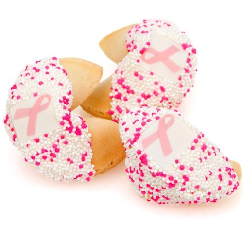 Lady Fortunes White Chocolate Pink Ribbon Fortune Cookies- One