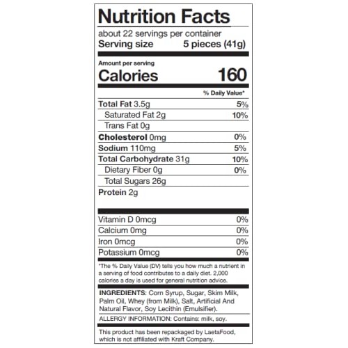 Laetafood Kraft Classic Chewy Caramel Squares Candy, Individuall