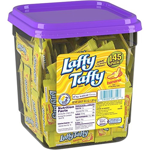 Wonka Laffy Taffy, Banana Flavor, 145 Count Tub Pack Of 1