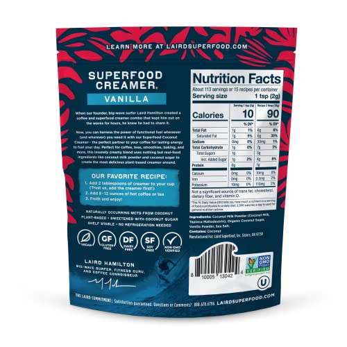 Laird Superfood Non-Dairy Original Superfood Vanilla Coconut Pow...