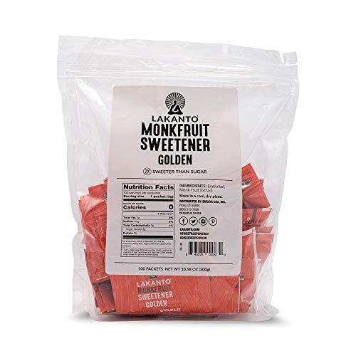 Lakanto Monkfruit Natural Golden Sweetener Packets - Zero Calori