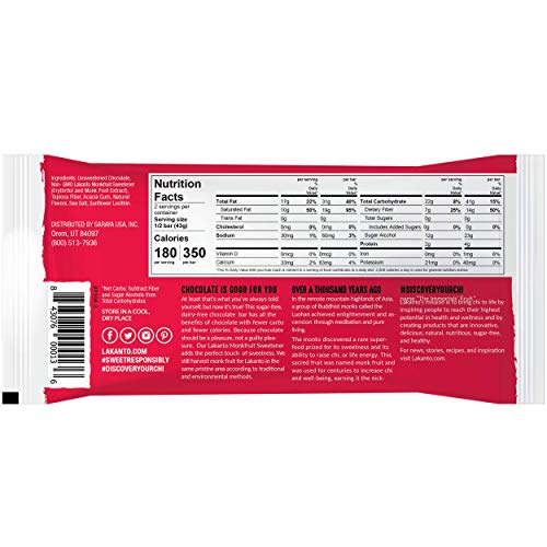 Lakanto Chocolate Bar 55% Gluten And Sugar Free, 3 Oz