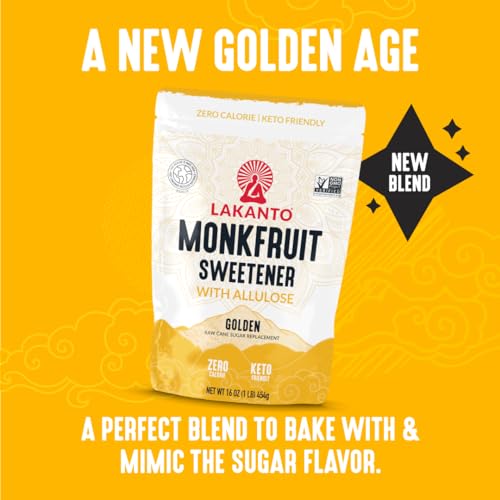 Lakanto Golden Monk Fruit Sweetener with Allulose - Raw Cane Sug...