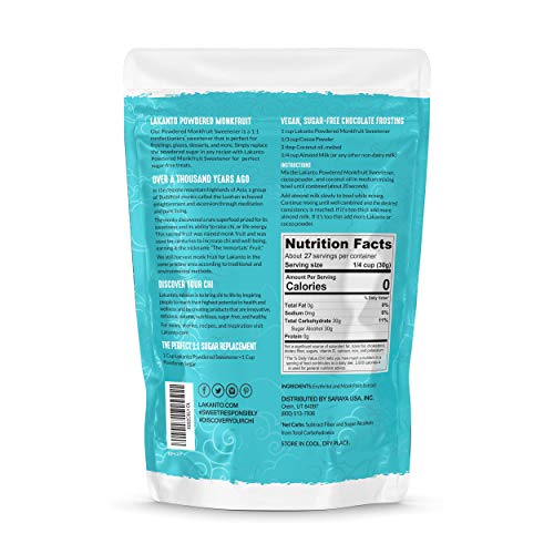 Lakanto Monkfruit Sweetener, 1:1 Powdered Sugar Substitute, Keto