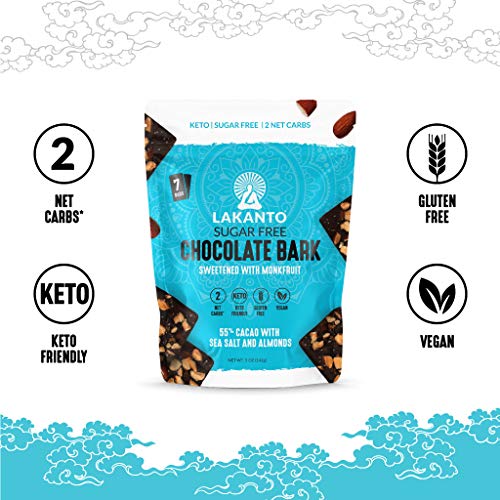 Lakanto Sugar Free Chocolate Bark - 55% Dark Cacao With Sea Salt