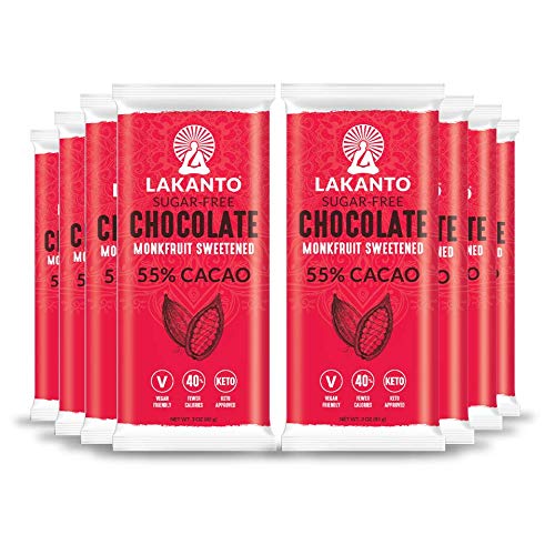 Lakanto Sugar-Free Chocolate Bars, 55% Dark Cacao, Keto Origina