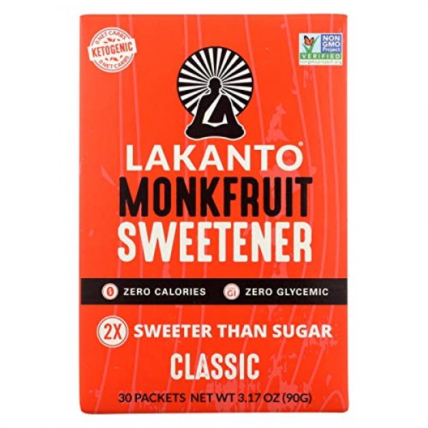 Lakanto Sugar Free Classic Monkfruit Sweetener, 3.17 Ounce - 30 ...