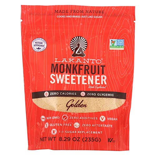 Lakanto Sugar Free Golden Monkfruit Sweetener, 8.29 Ounce - 8 Pe