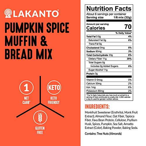 Lakanto Sugar Free Pumpkin Spice Muffin and Bread Mix - Sweetene...