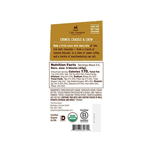 Lake Champlain Chocolates 12 Pack Bar, Dark Chocolate with Toffe...