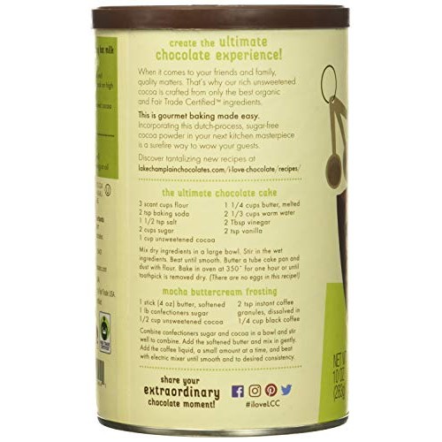 Lake Champlain Chocolates Unsweetened Organic Cocoa, 10 Ounce