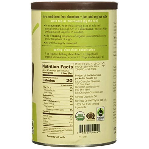 Lake Champlain Chocolates Unsweetened Organic Cocoa, 10 Ounce