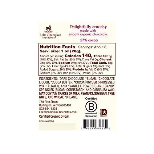 Lake Champlain Organic Chocolate Nonpareils Gift Bag, 50 Pieces,