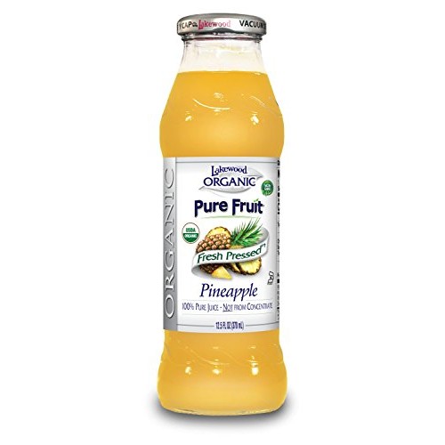 Lakewood Organic Pure Pineapple Juice, 12.5-Ounce Bottles Pack
