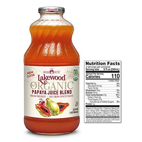 Lakewood Organic Papaya Juice, 32Ounce Bottles Pack of 6