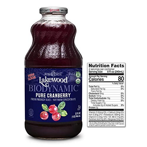 Lakewood Organic Biodynamic Juice, Pure Cranberry, 32 Ounce Pac