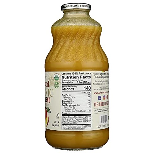 Lakewood Organic Mango Juice, 32 Fl Oz Pack of 6