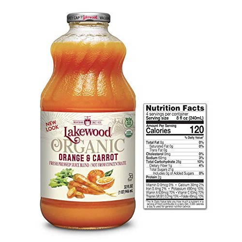 Lakewood Organic Orange Carrot Juice, 32-Ounce Bottles Pack Of 6