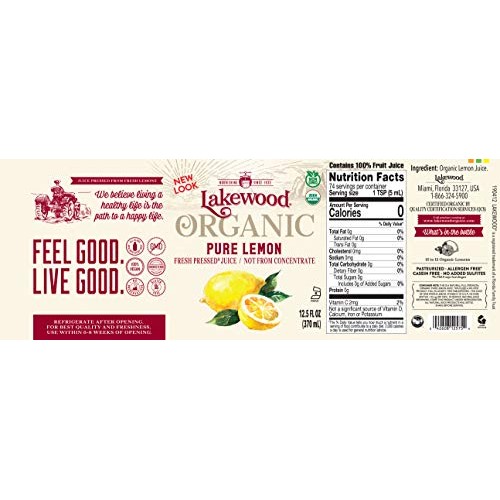 Lakewood Organic Pure Lemon, Fresh Pressed 12.5 Oz, 12 Pack