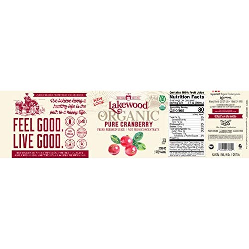 Lakewood Pure Cranberry, Fresh Pressed 32 Oz, 6 Pack