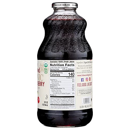 Lakewood Pure Tart Cherry, Fresh Pressed, 32 Fl Oz Pack of 6