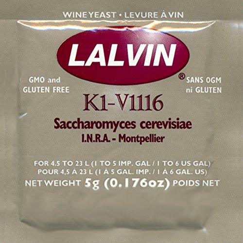 Lalvin K1V-1116 Wine Yeast, 5 Grams - 10-Pack
