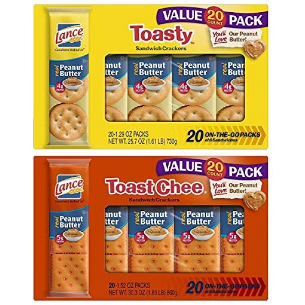 Lance Toasty and Toastchee Assorted Sandwich Crackers, 40 Count